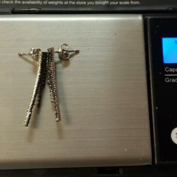 Dramatic 1ct Black Diamond Multi-Row Line Earrings - Picture 5 of 8